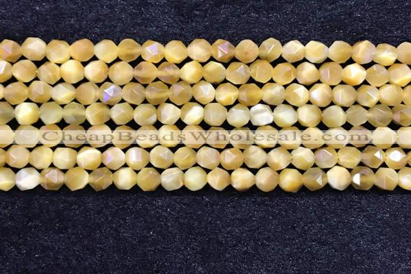 CTE2135 15.5 inches 6mm faceted nuggets golden tiger eye beads