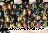 CTE2207 15.5 inches 18mm round mixed tiger eye gemstone beads