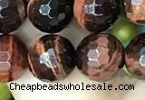 CTE2238 15.5 inches 8mm faceted round red tiger eye beads