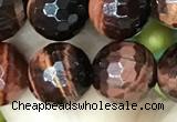 CTE2239 15.5 inches 10mm faceted round red tiger eye beads