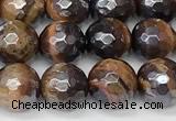 CTE2271 15 inches 8mm faceted round AB-color yellow tiger eye beads