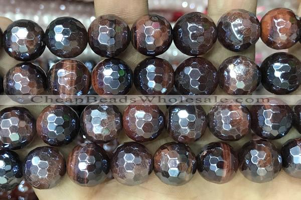 CTE2277 15 inches 10mm faceted round AB-color red tiger eye beads