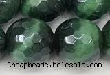 CTE2290 15 inches 12mm faceted round AB-color green tiger eye beads