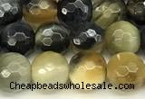 CTE2310 15 inches 6mm faceted round golden & blue tiger eye beads