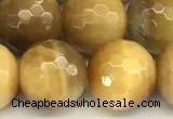 CTE2318 15 inches 12mm faceted round golden tiger eye beads