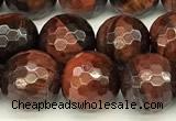 CTE2321 15 inches 8mm faceted round red tiger eye beads