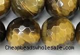 CTE2356 15 inches 12mm faceted round yellow tiger eye beads