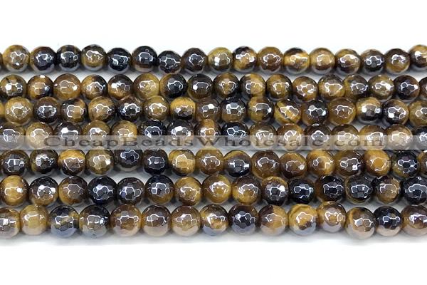 CTE2358 15 inches 6mm faceted round AB-color yellow tiger eye beads