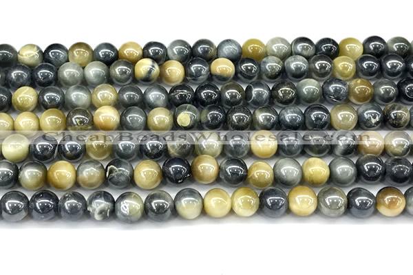 CTE2372 15 inches 6mm round AB-color golden & blue tiger eye beads