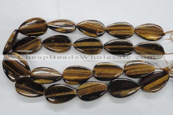 CTE308 15.5 inches 22*34mm flat teardrop yellow tiger eye gemstone beads