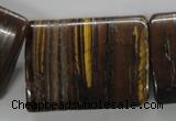 CTE313 15.5 inches 30*40mm flat tube yellow tiger eye gemstone beads