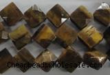 CTE315 15.5 inches 10*10mm faceted diamond yellow tiger eye beads