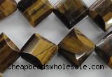 CTE316 15.5 inches 15*15mm faceted diamond yellow tiger eye beads