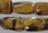 CTE318 18*25mm twisted & faceted rectangle yellow tiger eye beads