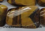 CTE320 25*35mm twisted & faceted rectangle yellow tiger eye beads