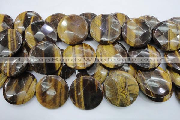 CTE410 15.5 inches 40mm faceted coin yellow tiger eye beads