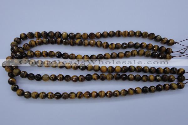 CTE422 15.5 inches 8mm faceted round yellow tiger eye beads