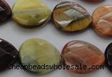 CTE468 15.5 inches 18*20mm faceted flat teardrop mixed tiger eye beads