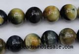 CTE554 15.5 inches 12mm round golden & blue tiger eye beads