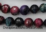 CTE583 15.5 inches 10mm faceted round colorful tiger eye beads