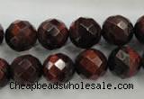 CTE705 15.5 inches 14mm faceted round red tiger eye beads