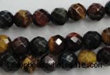 CTE713 15.5 inches 10mm faceted round mixed color tiger eye beads