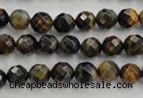 CTE721 15.5 inches 6mm faceted round yellow & blue tiger eye beads