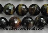 CTE726 15.5 inches 16mm faceted round yellow & blue tiger eye beads