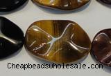 CTE803 15.5 inches 20*30mm wavy oval colorful tiger eye beads