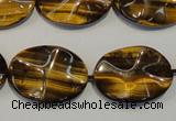 CTE832 15.5 inches 18*25mm wavy oval yellow tiger eye beads