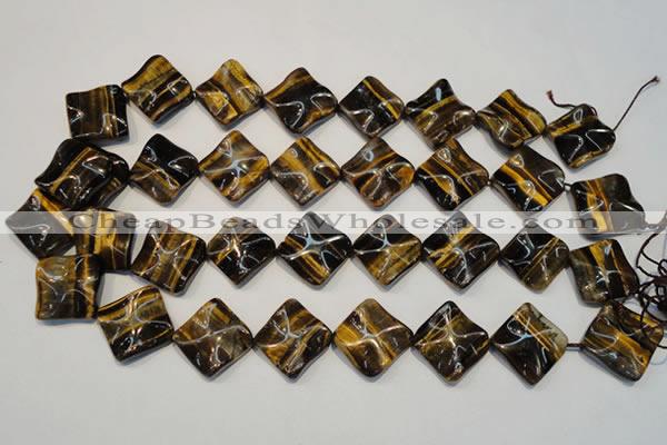 CTE840 15.5 inches 20*20mm wavy diamond yellow tiger eye beads