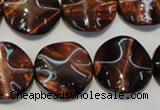 CTE854 15.5 inches 20mm wavy coin red tiger eye beads