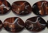 CTE860 15.5 inches 18*25mm wavy oval red tiger eye beads