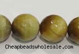 CTE907 15.5 inches 18mm faceted round golden tiger eye beads