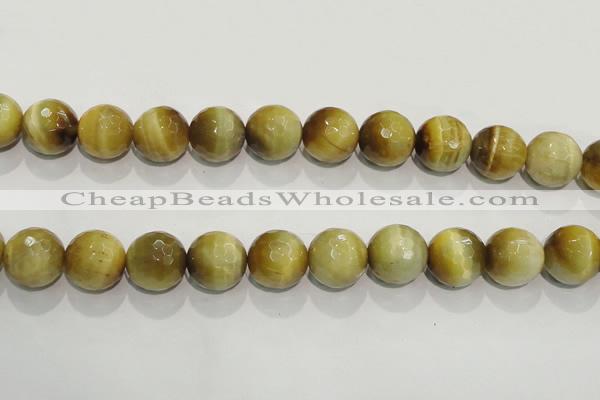 CTE908 15.5 inches 20mm faceted round golden tiger eye beads