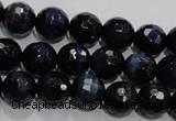 CTE933 15.5 inches 10mm faceted round dyed blue tiger eye beads