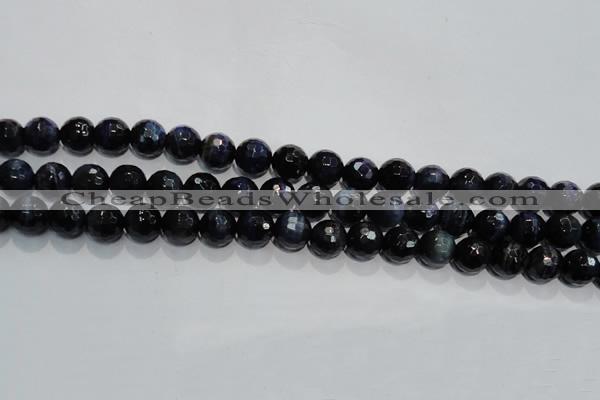 CTE934 15.5 inches 12mm faceted round dyed blue tiger eye beads