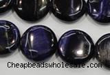 CTE964 15.5 inches 18mm flat round dyed blue tiger eye beads