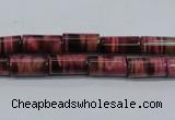 CTE988 15.5 inches 6*12mm tube dyed red tiger eye beads wholesale