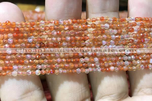 CTG1003 15.5 inches 2mm faceted round tiny red agate beads