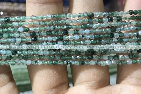 CTG1008 15.5 inches 2mm faceted round tiny moss agate beads