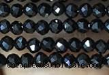 CTG1011 15.5 inches 2mm faceted round tiny black spinel beads