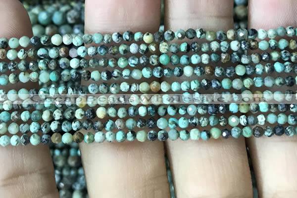 CTG1057 15.5 inches 2mm faceted round tiny African turquoise beads