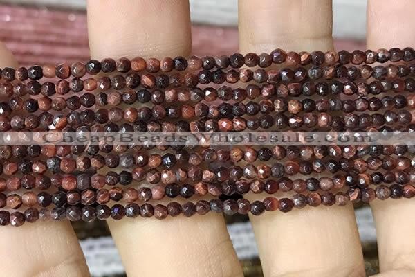 CTG1063 15.5 inches 2mm faceted round tiny red tiger eye beads