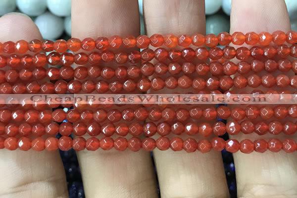 CTG1113 15.5 inches 3mm faceted round tiny red agate beads