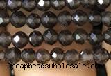 CTG1128 15.5 inches 3mm faceted round tiny smoky quartz beads