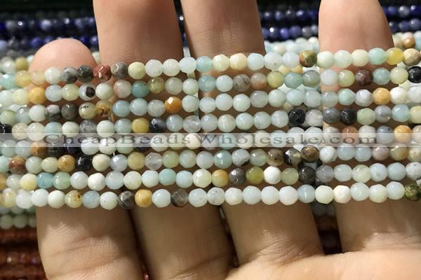 CTG1167 15.5 inches 3mm faceted round tiny amazonite beads