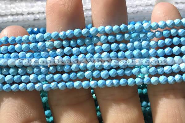 CTG1174 15.5 inches 3mm faceted round tiny turquoise beads