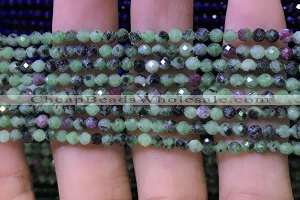 CTG1180 15.5 inches 3mm faceted round tiny ruby zoisite beads