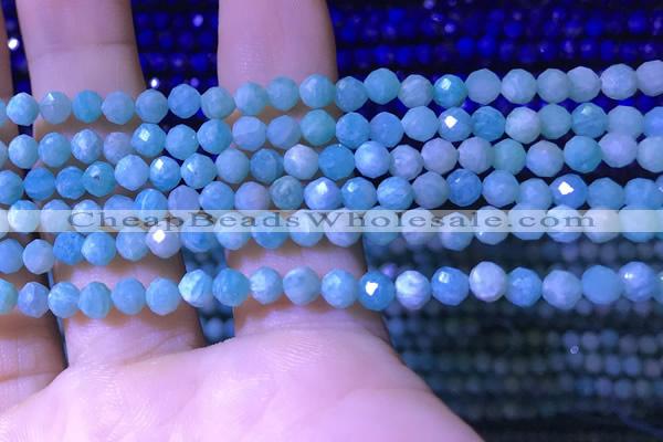 CTG1214 15.5 inches 4mm faceted round tiny amazonite beads